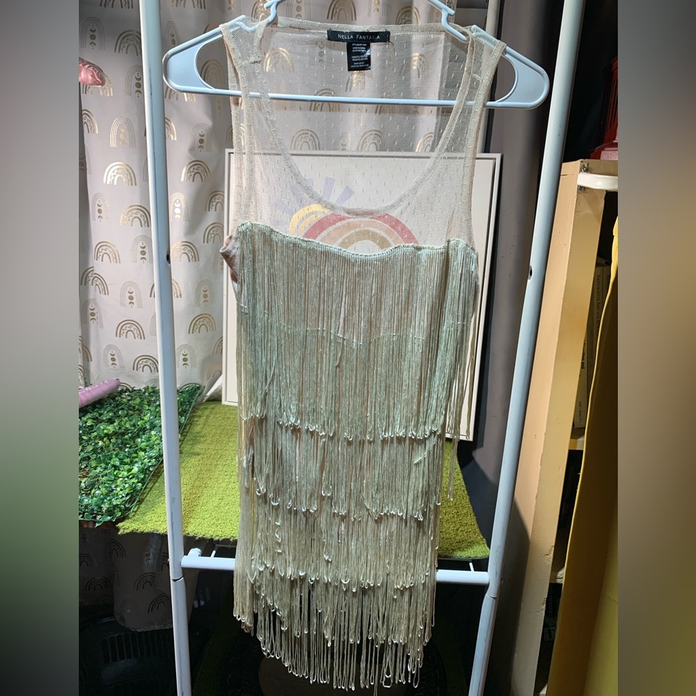 Ivory Beaded Fringe top